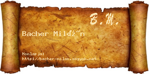 Bacher Milán névjegykártya