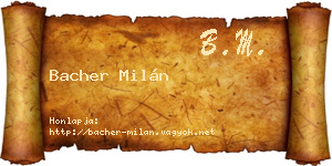 Bacher Milán névjegykártya