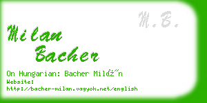 milan bacher business card